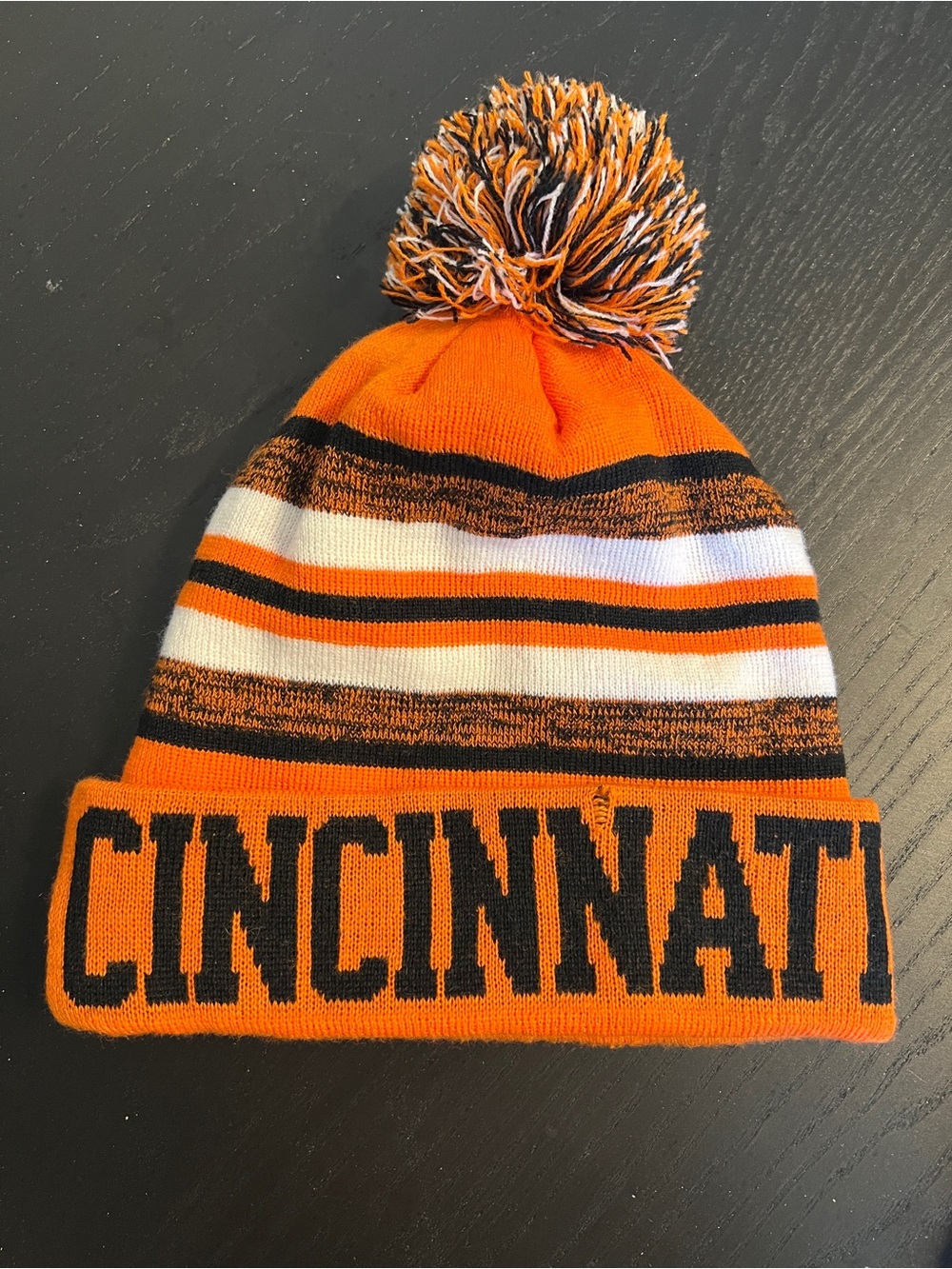 Cincinnati Bengals Orange Knit Pom Beanie